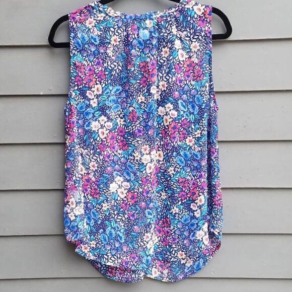 Sheer Liz Claiborne Multi-color Floral Top Size Large - Picture 4 of 9